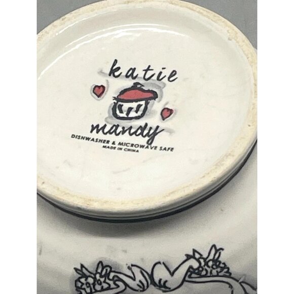 Katie mandy mug cup white blue dots stripes 3.5x5.5" READ - Picture 5 of 16